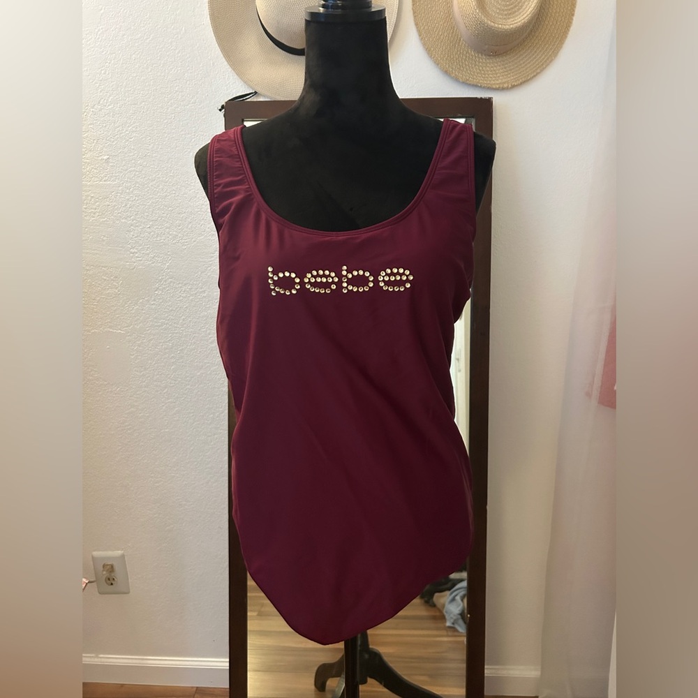 Bebe Swimsuit One Piece Rhinestones Logo